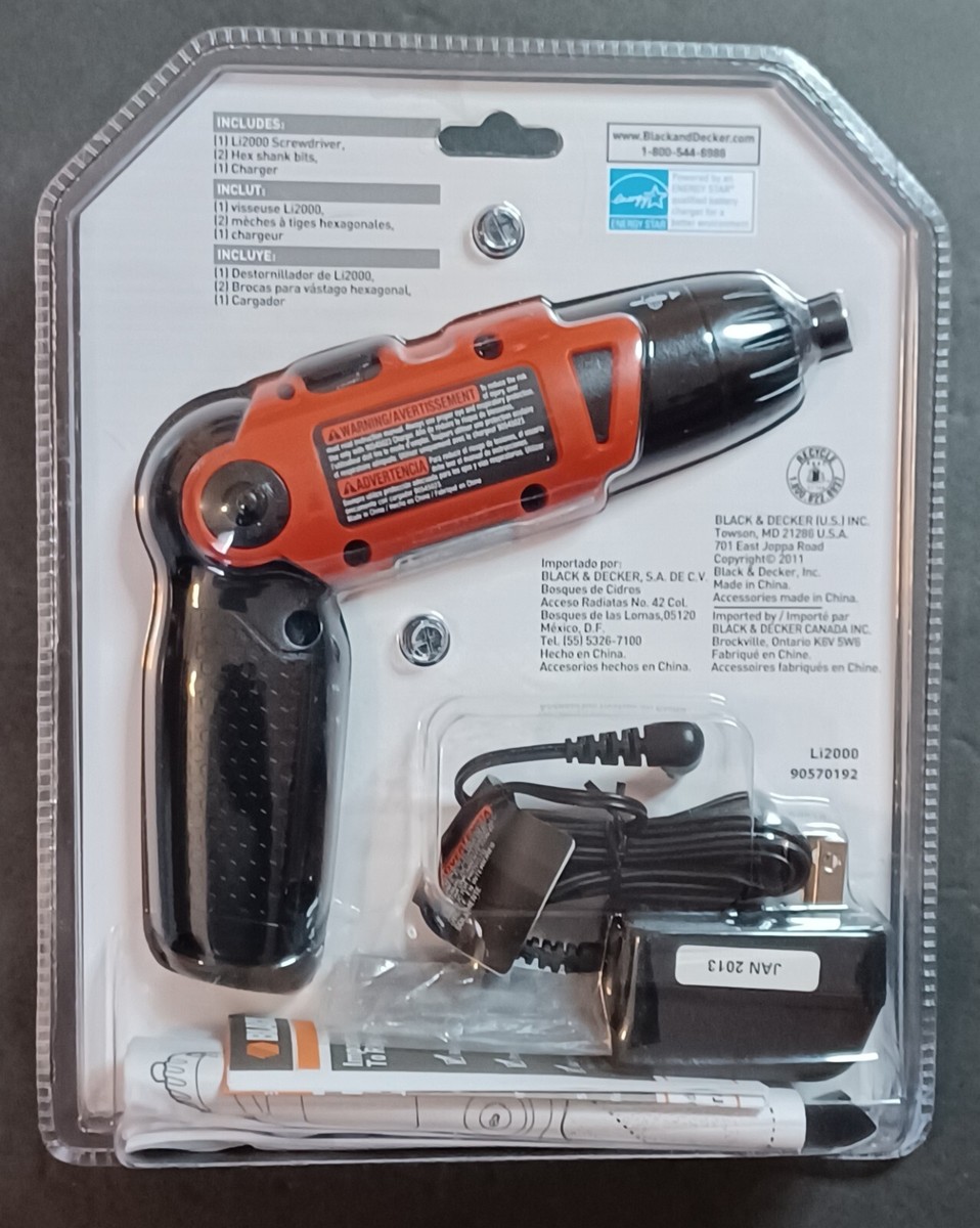 Decker Cordless Screwdriver Black And Decker Li2000 Replacement