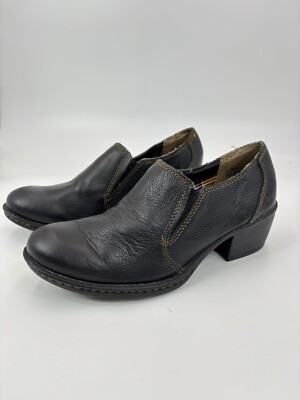 Boc Born 6/36.5 Booties Black Leather Slip On Ankle Boots Mules Heeled
