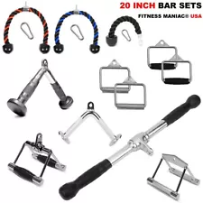 Home Gym Cable Attachment Handle Machine Strength Exercise Chrome Press Down Bar