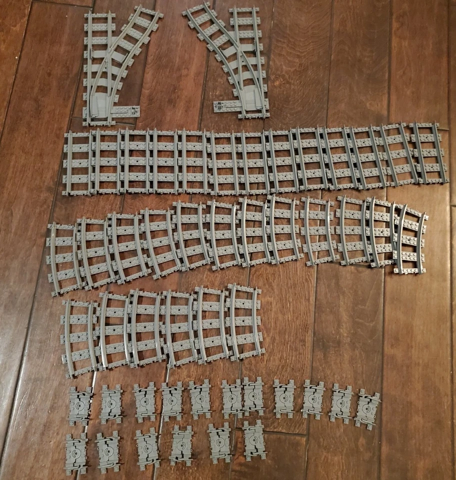 Lego Plástico Tren Pista 48 Recto y Curvo Interruptor Pista Flexible Foto 2 de 4