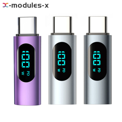 LED Display PD 100W USB C to Type C Adapter Type-C Male to Female Converter A