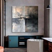 Abstract Paintings On Canvas Black Abstract Canvas Art Oil Painting Gray