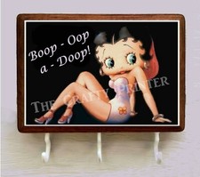 BETTY BOOP Wooden Wall Plaque - Hooks for Key Holder or Other Hanging Items