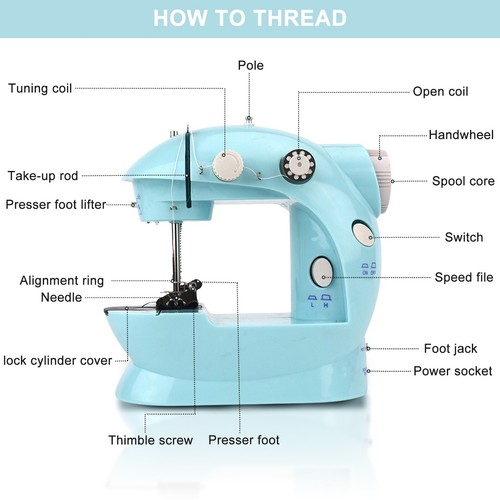 202A Home Mini Electric Sewing Machine with Expansion Board and 99pcs Needlework - Picture 4 of 17