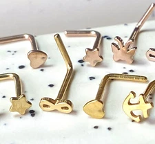 5pc 20g L-Bend Nose Rings Value Pack - Anchor, Infinity, Heart, Star, Butterfly