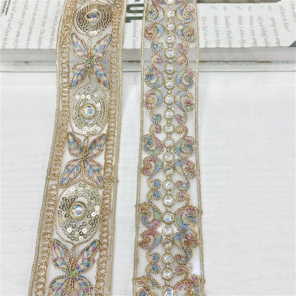 Аксессуары для шитья с блестками вышитая лента отделка золотая линия ретро этническая отделка - Изображение 2 из 4