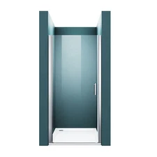 ELEGANT 28-36 Inch Clear Glass Shower Door 72 Inch Tall Chrome Pivot Design