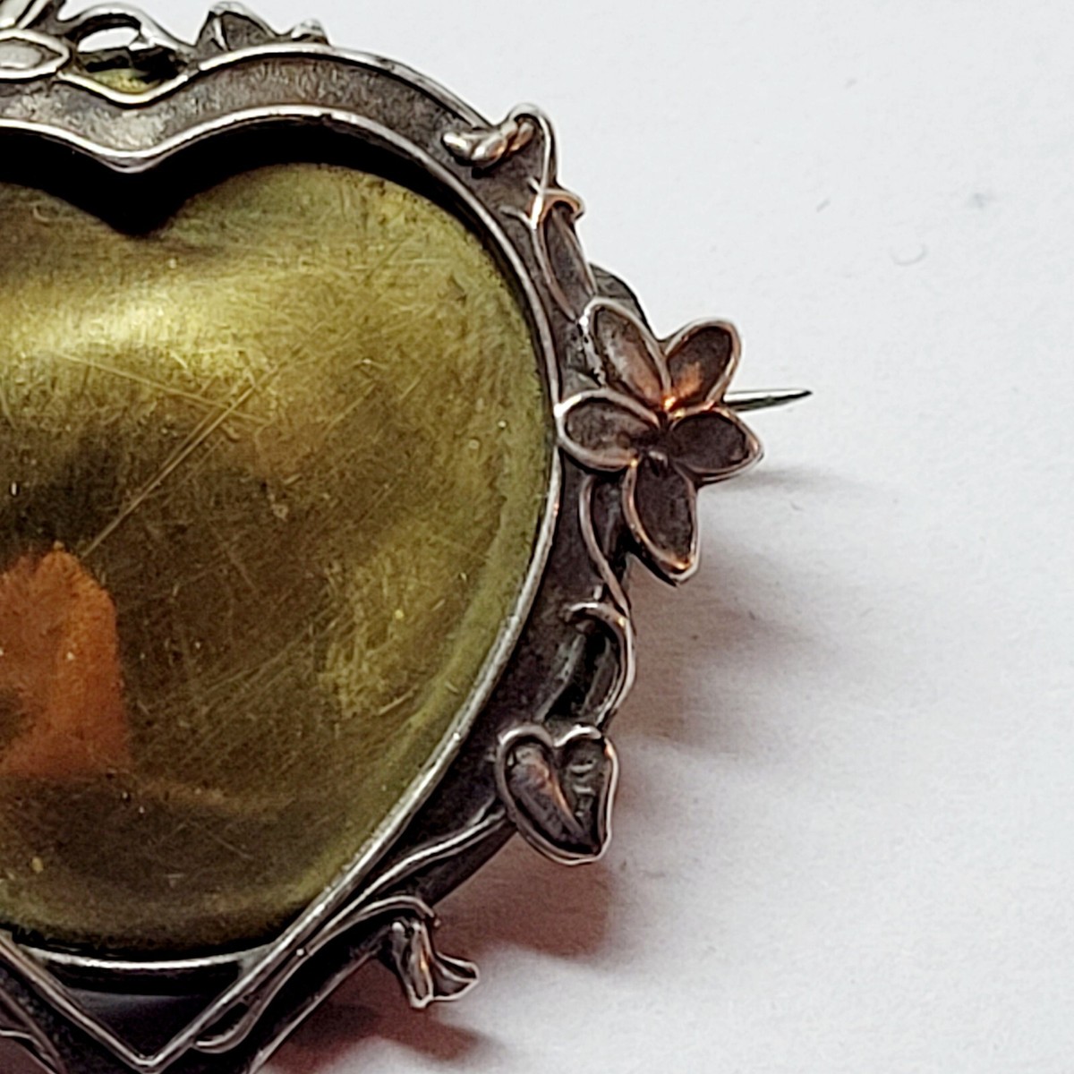 Broche Ancienne Porte-photo En émail - Bijou Vintage Coloré 