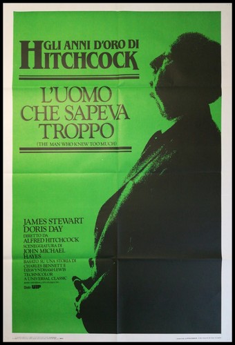 THE MAN WHO KNEW TOO MUCH Original Movie Poster 39x55" 2Sh Italian RE-REALASE