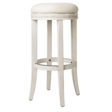 Maven Lane Eva Round Backless Kitchen Swivel Stool, White Oak, Bar Height Used 