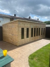 20X10 GARDEN SUMMER HOUSE/BAR TANALISED TREATED TIMBER 19MM. BIFOLD DOORS