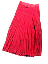 MANGO Red PLEATED Knit Midi Skirt 14" WAIST STRETCHY waist M