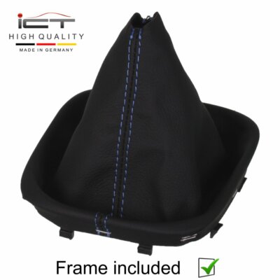 Schaltsack Schaltmanschette Leder für VW Golf 6 Scirocco EOS Jetta blaue Naht