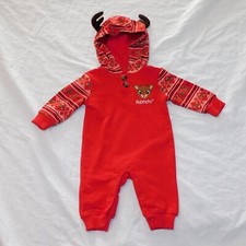 NEW Baby First Christmas Rudolph Reindeer Outfit Hood Antlers Newborn Unisex