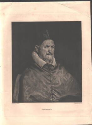 Velasquez Portrait Papst Innozenz X. Heliogravur Stich 1860.