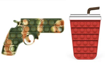 2pcs Silicone Popit Fidget Coke Gun Push Bubbles Toys For boy