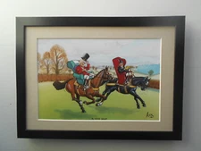 Loon Cartoon Hunting / Shooting print 'A Good Seat' FRAMED