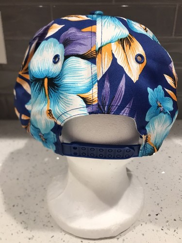 VTG 1980s Boise Cascade Blue Purple Hat Cap Snapback Rope Bill Hawaiian Flowers - Picture 3 of 7