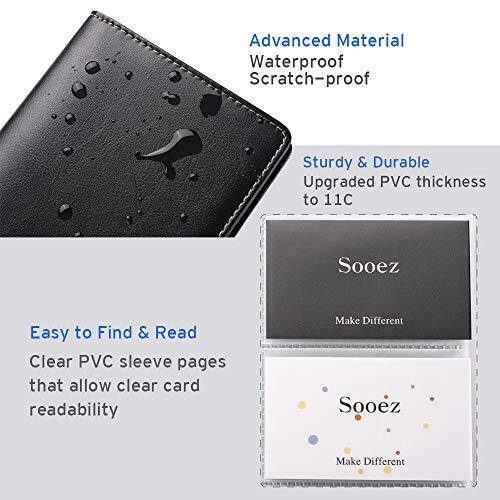 Sooez Leather Professional Business Card Book Holder Organizer, 240 Card Black - Bild 4 von 7