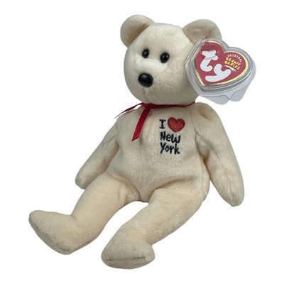 Ty Beanie Baby Babys I LOVE NEW YORK Set City Bears Tag Protector 