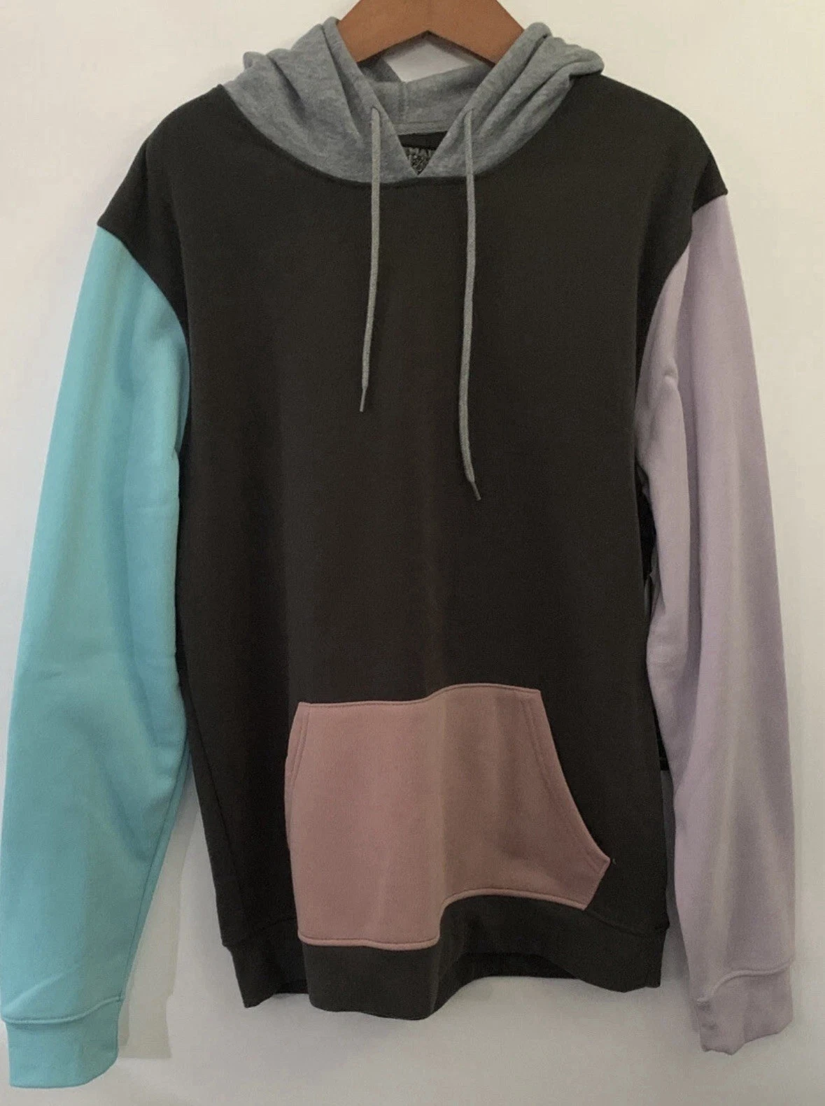 Brooklyn Cloth Fleece Colorful Pullover Colorblock Hoodie Sweatshirt Size M
