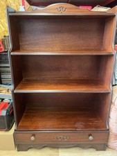 Rossmore waterfall bookcase with drawer 1990’s vintage furniture dark wood 