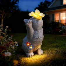 Charming Kitten Garden Statue with Solar Butterfly Light - Cute Cat Figurine ...