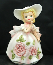 Vintage 1964 RELPO Samson JAPAN Pink Rose GIRL Planter Figurine LARGE 9.5"