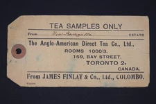 CEYLON TEA SAMPLES ONLY TAG ANGLO-AMERICAN DIRECT TEA CO LTD PARCEL POST COVER