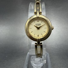 Citizen Watch Women 20mm Champagne Dial Gold Tone Round 5920-S99183 New BatteryA