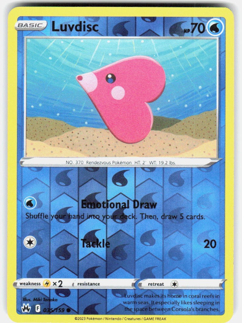 LUVDISC 035/159 COMMON CROWN ZENITH POKEMON REVERSE HOLO LP