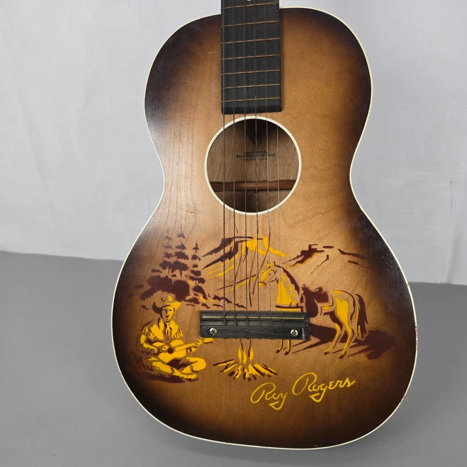 VTG 1954 Harmony Roy Rogers Acoustic Guitar Campfire Cowboy Horse Design w/ Case - Image 2 of 4