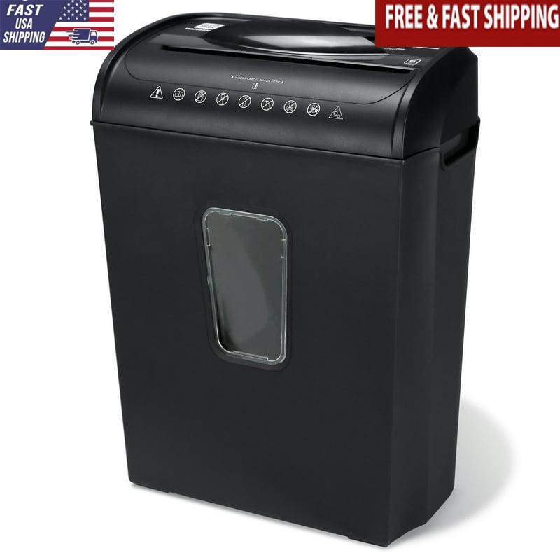 6-Sheet Crosscut Shredder LED Indicator 3.7-Gal Wastebasket Auto Shut-Off New
