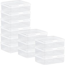 Clear Plastic Beads Storage Containers 12 Pack Small Hinged Lid Boxes for