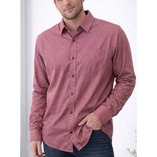 ZARA MAN Tailored Fit Long Sleeve Dress Shirt Red Texture 100 Cotton Men Size L