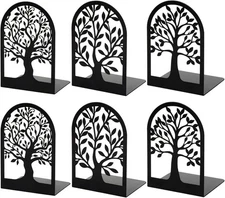 6-Pack 3 Pairs Book Ends, Bookends, Tree Book Ends for Shelves, Modern Book Ends