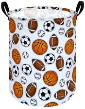 Round Colorful Basketballs Pattern Laundry Hamper Storage Basket Round-Balls