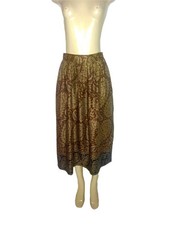 VINTAGE LORD TAYLORS BROWN FLORAL MIDI SKIRT SZ 16 MADE IN USA