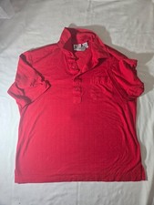 London Fog Red Polo Shirt Mens XL Short Sleeve Chest Pocket Vintage Knit Top