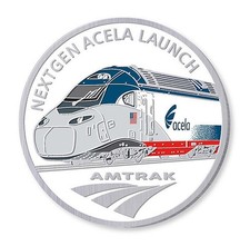 Amtrak Acela Lapel Pin – NextGen Launch 1.25” Enamel Metal Train Collectible
