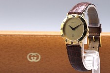 [Near MINT w/ Box] Vintage Gucci 3000M Gold Dial Men's Quartz Watch