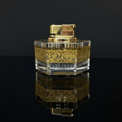 Vintage Feuerzeug Kristall Saint Louis Modell Thistle Gold signiert
