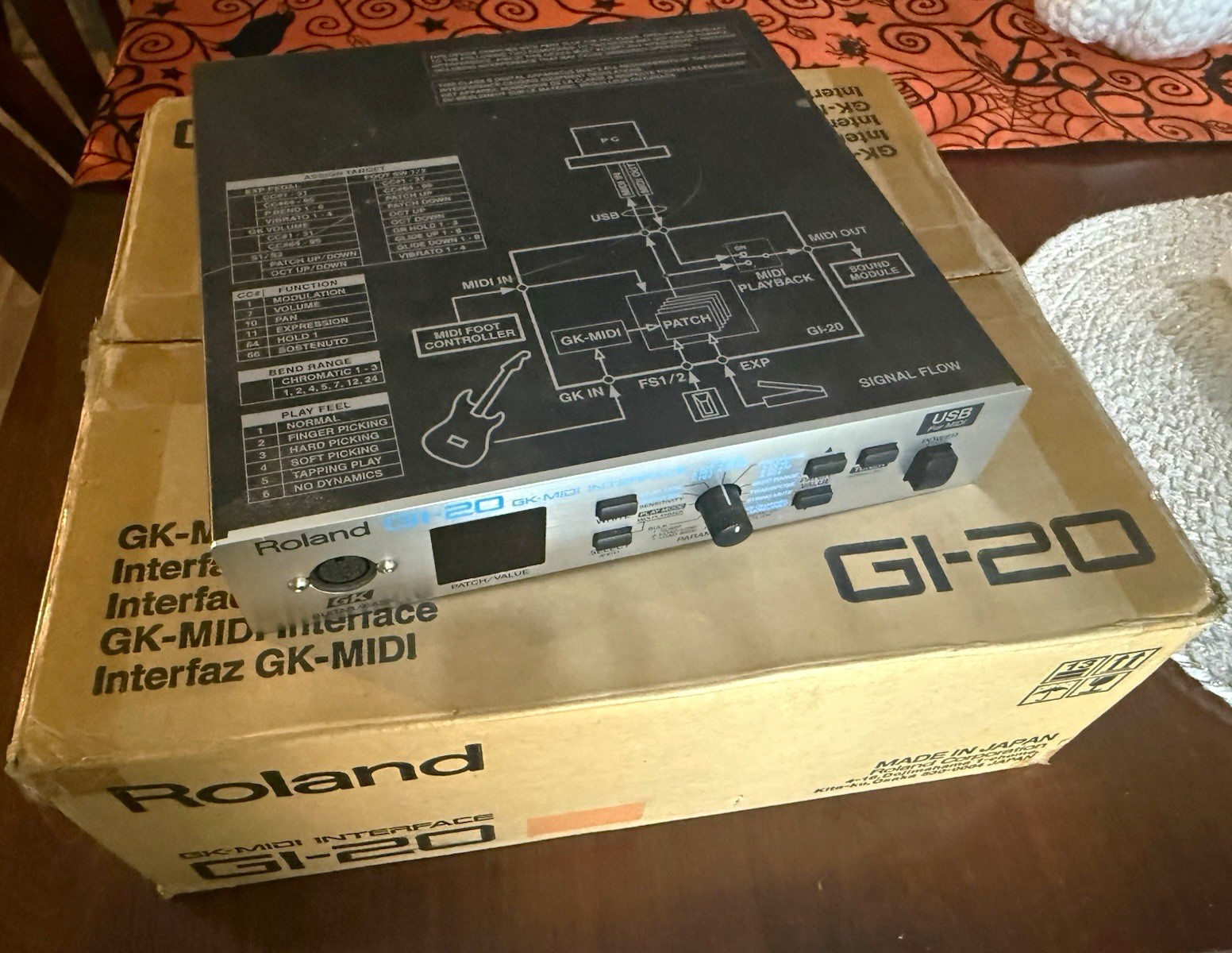 Roland GI-20 MIDI Interface Guitar-to-MIDI Converter USB MIDI w/ Box