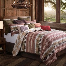 Bear Trail Reversible Wildlife Country Cottage Full/Queen 3 Pc Quilt Bedding Set