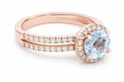 GENUINE 1.12 Cts AQUAMARINE & WHITE SAPPHIRE RING 14K ROSE GOLD PLATED (.925) — photo 3
