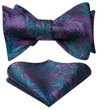 Bow Ties for Men Paisley Bowties Mens Self Tie One Size 02-navy Blue/Purple