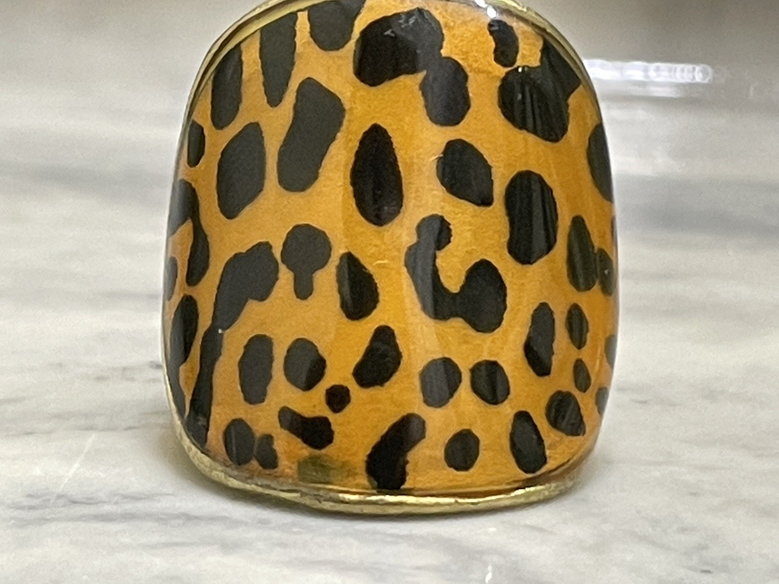 Leopard Print Statement Ring Gold Tone Fashion Ri… - image 9