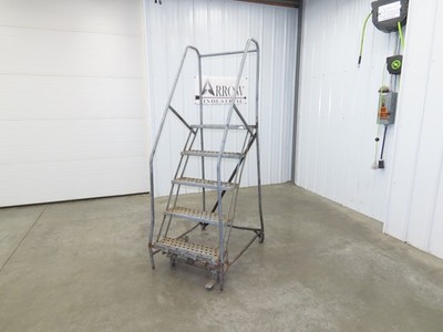 Cotterman 933701 Rolling Ladder 5 Step 10'' Work Platform 50'' Top Step 450lbs