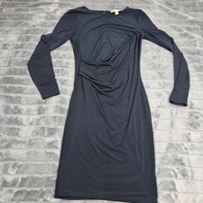 Michael Michael Kors Navy Blue Ruched Twist Front Long Sleeve Sheath Dress XS