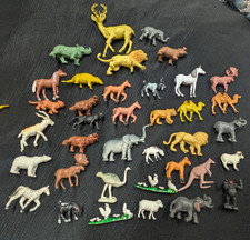 Vintage Hong Kong Jungle Wild Animals Vtg Plastic Playset Figures Lot of 37